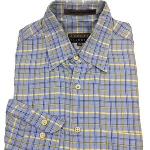 Robert Talbott Carmel Shirt Blue Plaid Check Sz M